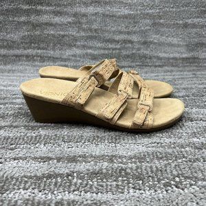 Vionic Womens 381 Dwyn Strappy Wedge Sandals Size 7 Beige Tan Gold Specks
